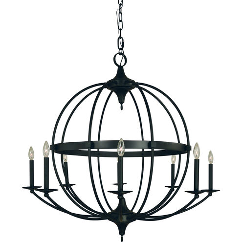 Aurora 8 Light 41 inch Matte Black Foyer Chandelier Ceiling Light