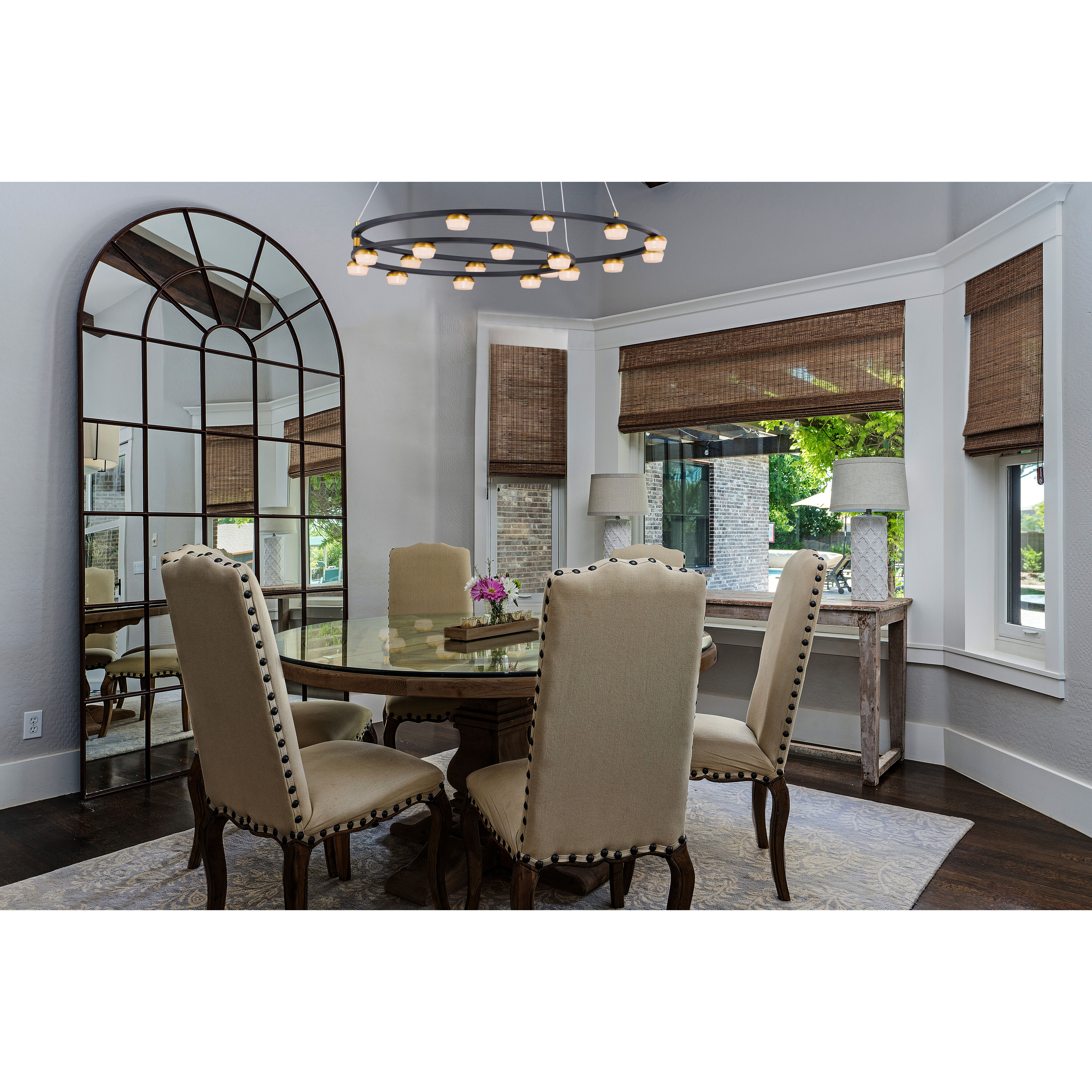 Button LED 28.75 inch Black/Gold Suspension Pendant Ceiling Light