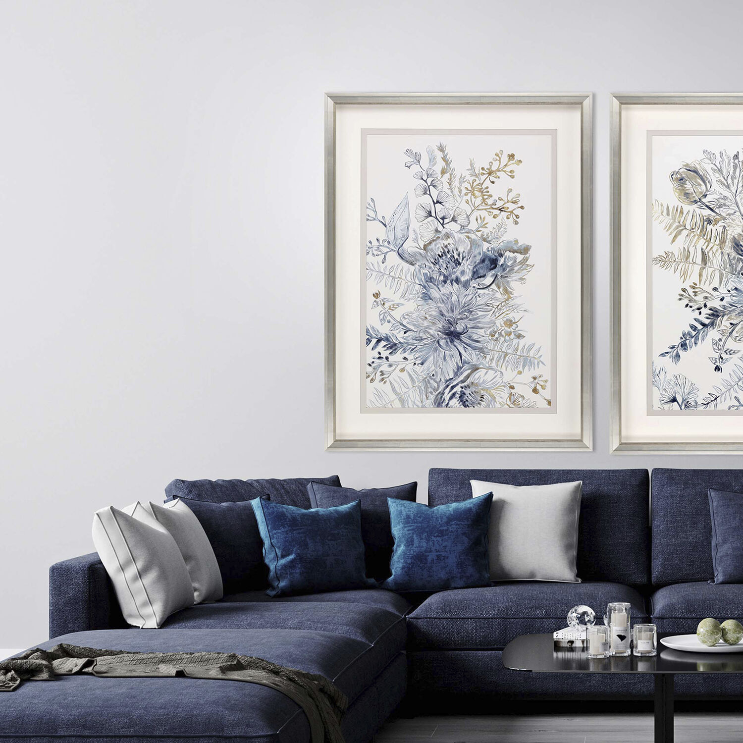 Royal Blue Blue and Brown Framed Art