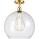 Ballston Athens 1 Light 14 inch Satin Gold Semi-Flush Mount Ceiling Light in Seedy Glass