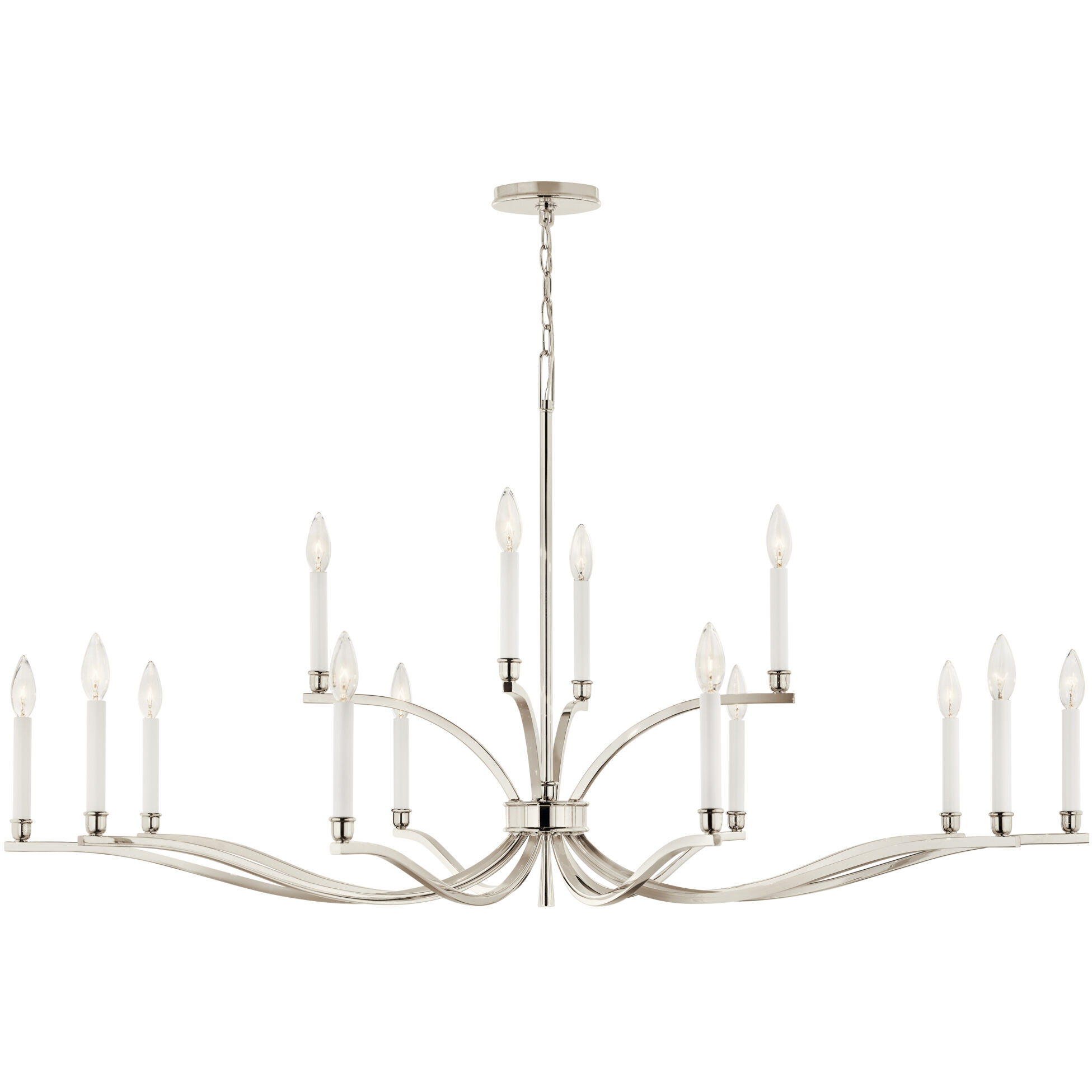 Malene 14 Light Polished Nickel Chandelier Ceiling Light, 2 Tier Large
