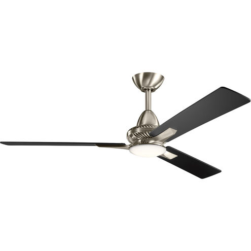 Kosmus 52 inch Brushed Stainless Steel with Black Blades Ceiling Fan