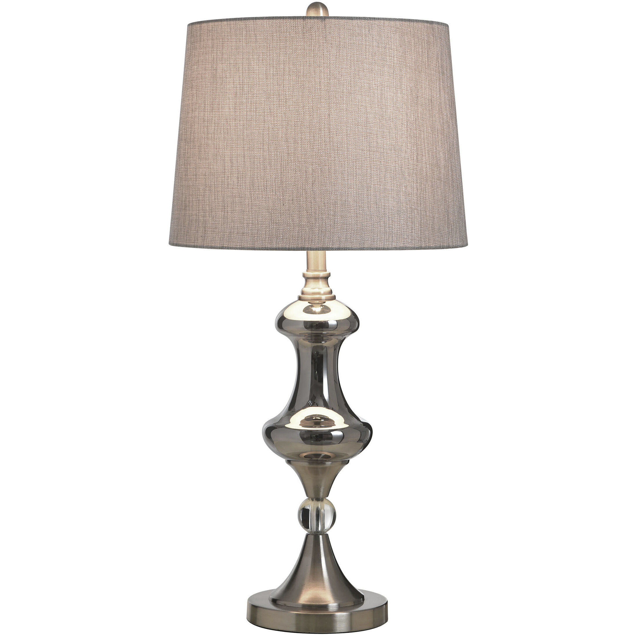 Steel 30.75 inch 100 watt Brushed Nickel and Silver Glass and Grey Table Lamp Portable Light