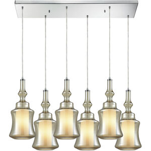 Aloren 6 Light 30 inch Polished Chrome with Silver and White Mini Pendant Ceiling Light