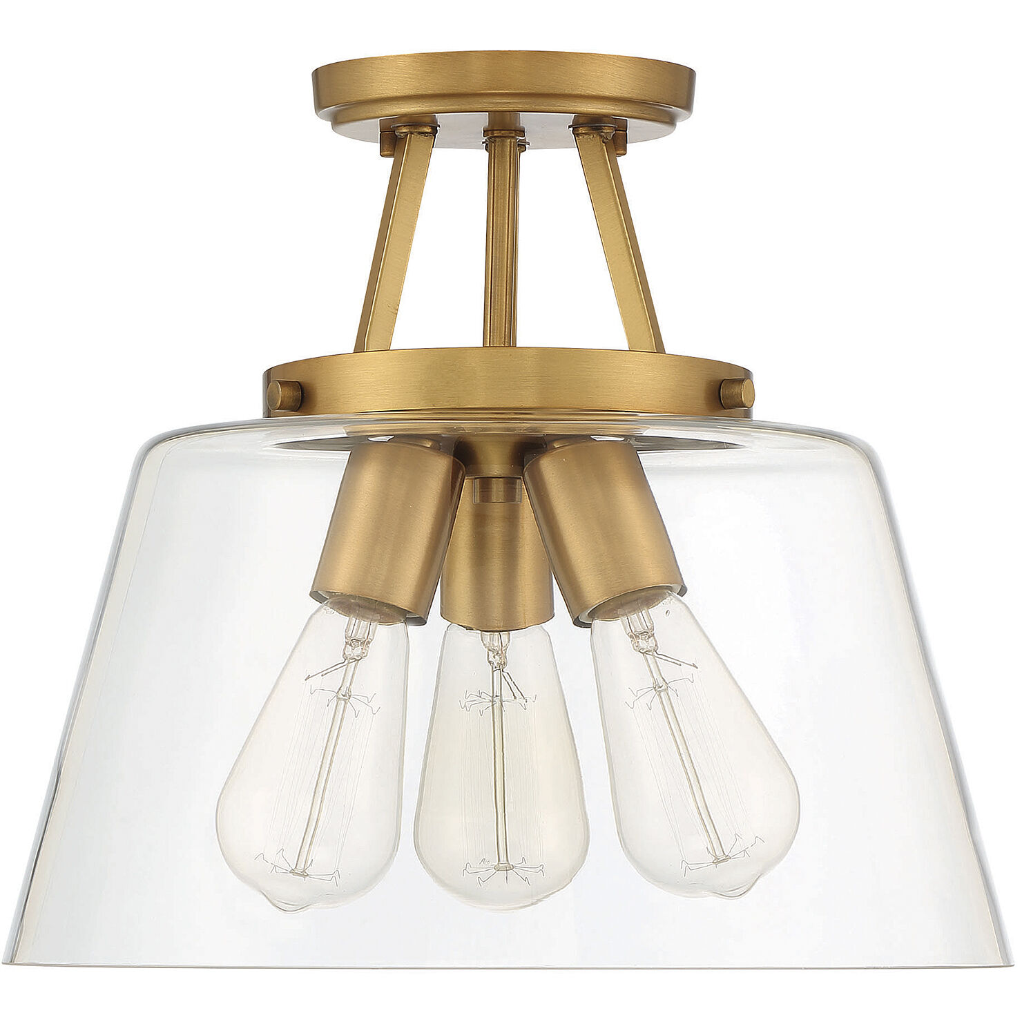 Calhoun 3 Light 13 inch Warm Brass Semi-Flush Ceiling Light, Essentials