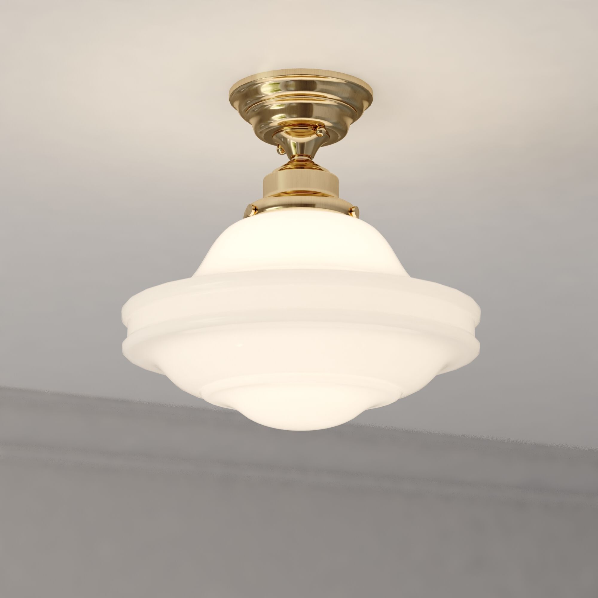 Huntley LED 12 inch Natural Brass Semi-Flush Mount Ceiling Light