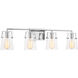 Drew & Jonathan Crofton 4 Light 33.38 inch Chrome Wall Bath Fixture Wall Light