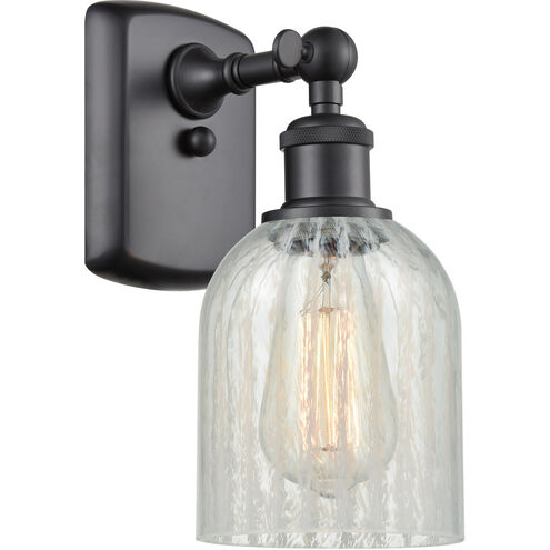 Ballston Caledonia LED 5 inch Matte Black Sconce Wall Light in Mouchette Glass, Ballston