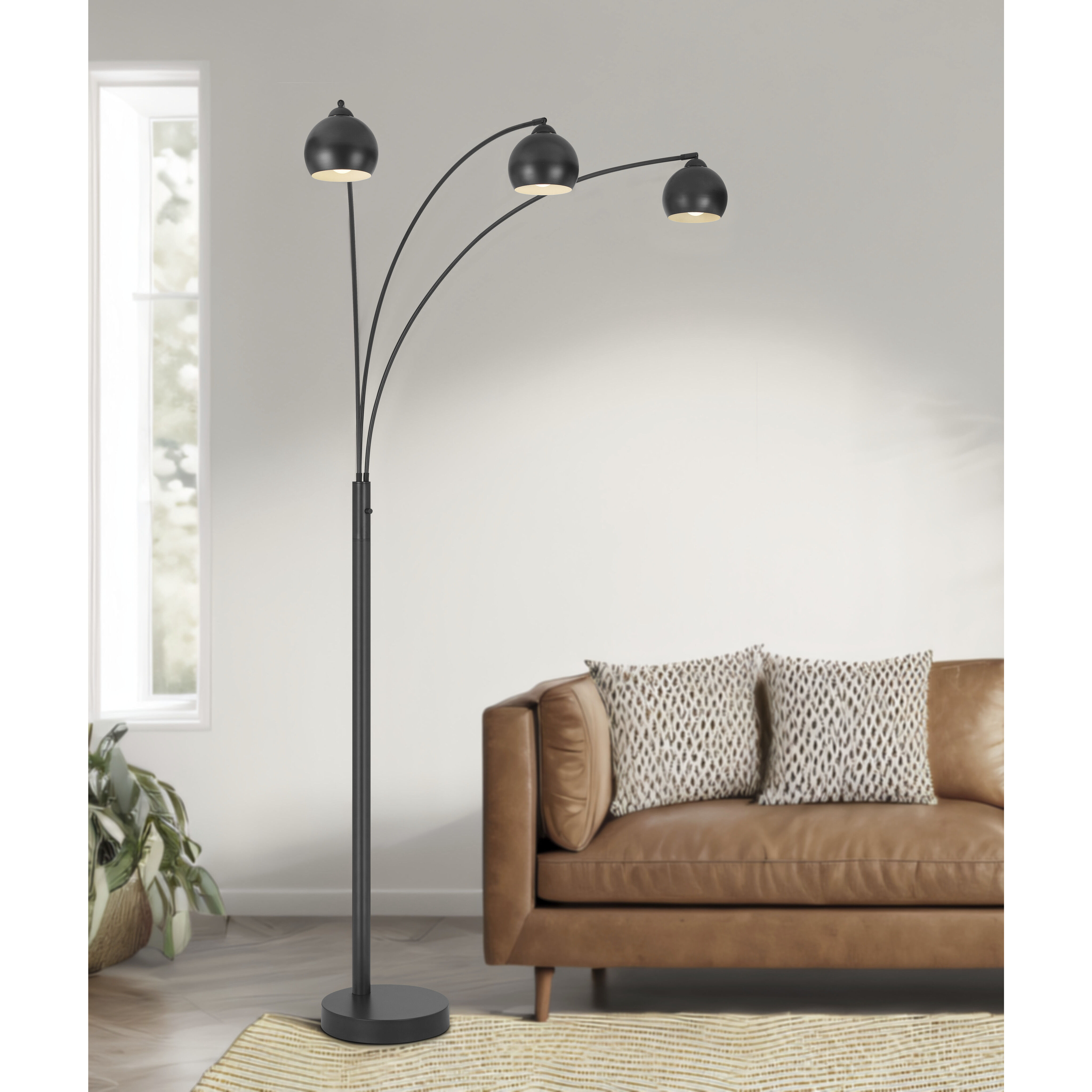 Carley 92.13 inch 60 watt Charcoal Grey Floor Lamp Portable Light