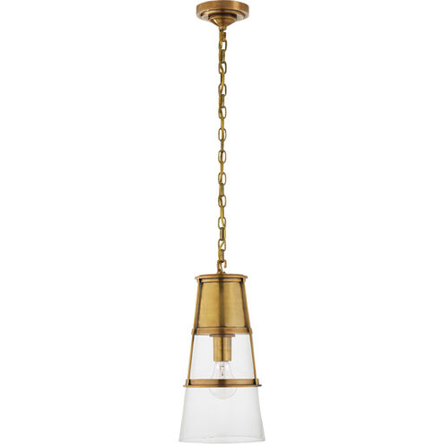 Visual Comfort Thomas O'Brien Robinson 1 Light 8 inch Hand-Rubbed Antique Brass Pendant Ceiling Light in Clear Glass, Thomas O'Brien, Medium, Clear Glass TOB5752HAB-CG - Open Box