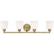 Melrose 4 Light 33.5 inch Warm Brass Bathroom Vanity Light Wall Light, Essentials