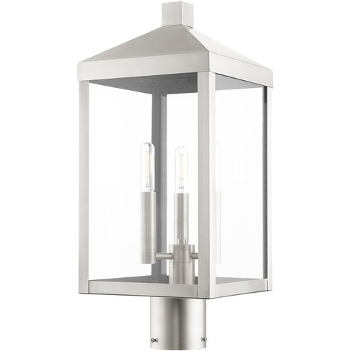 Nyack 3 Light 20 inch Brushed Nickel Outdoor Post Top Lantern