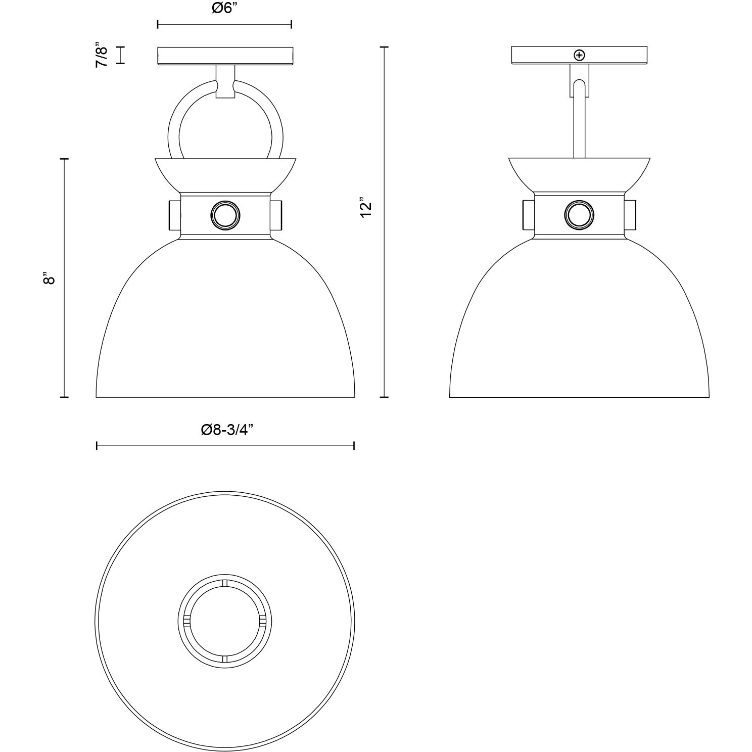 Alora Mood Waldo 1 Light 8.75 inch Matte Black Semi-Flush Mount Ceiling Light in Smoked Glass
