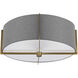 Preston 3 Light 15 inch Aged Brass with Grey Semi-Flush Mount Ceiling Light
