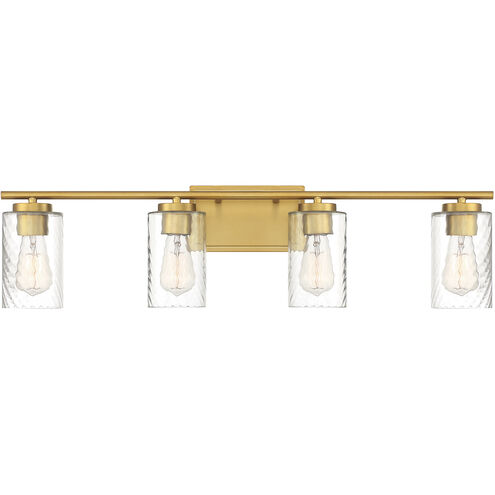 Transitional 4 Light 32 inch Natural Brass Vanity Light Wall Light