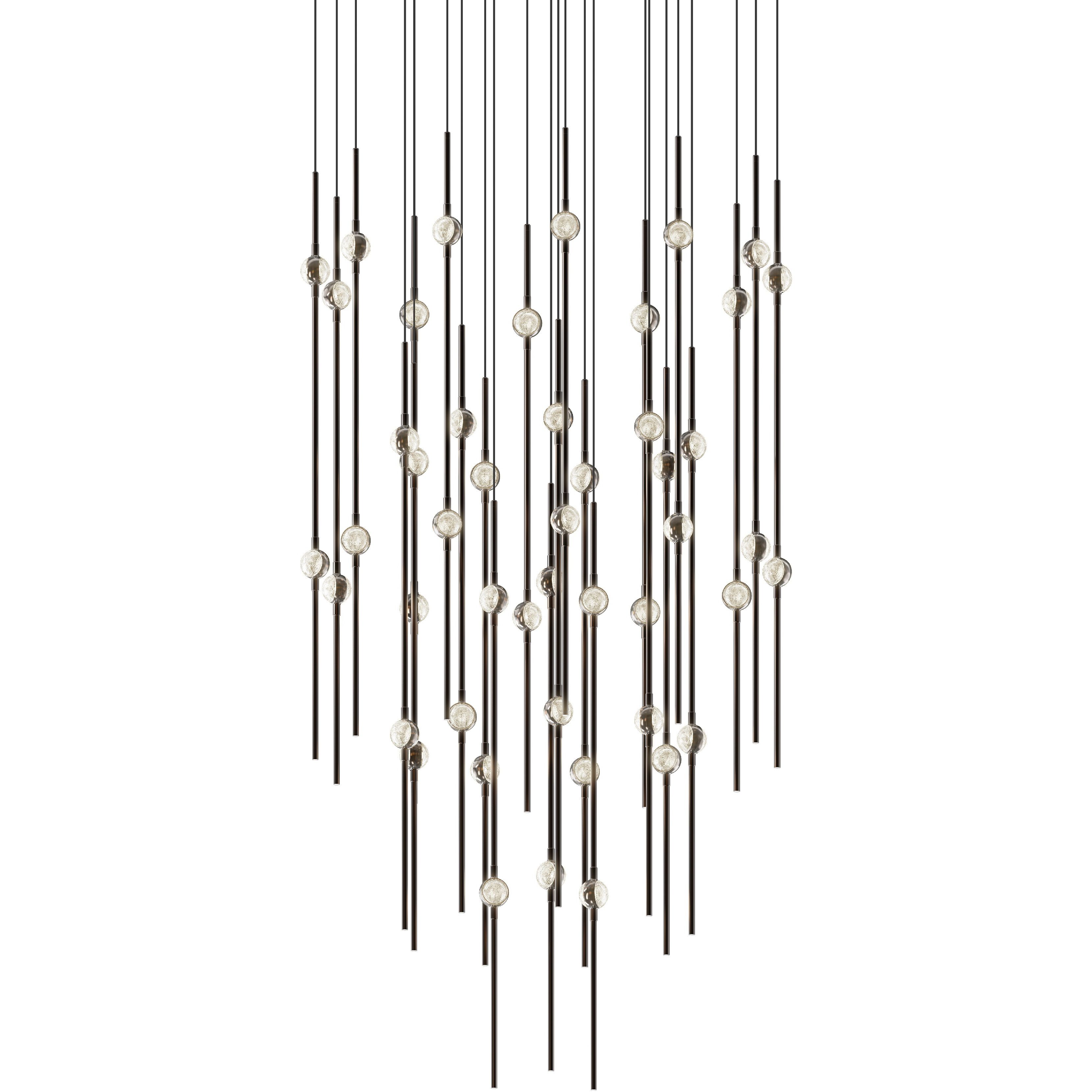 Constellation Aries LED 24.75 inch Espresso Black Pendant Ceiling Light in 2700K, 20 ft. Cord, Clear Faceted Acrylic
