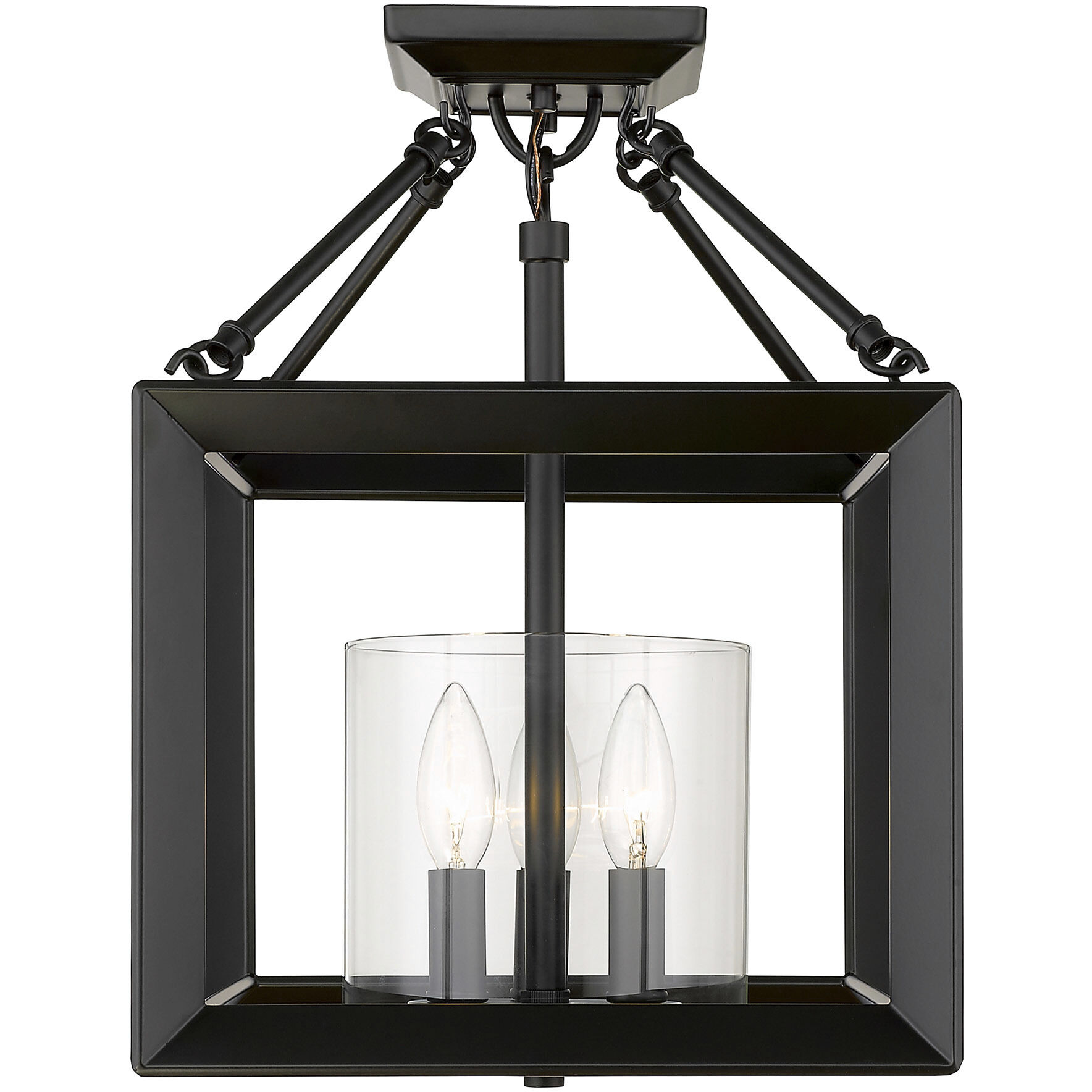 Smyth 3 Light 11.75 inch Matte Black Semi-Flush Mount Ceiling Light in Clear Glass