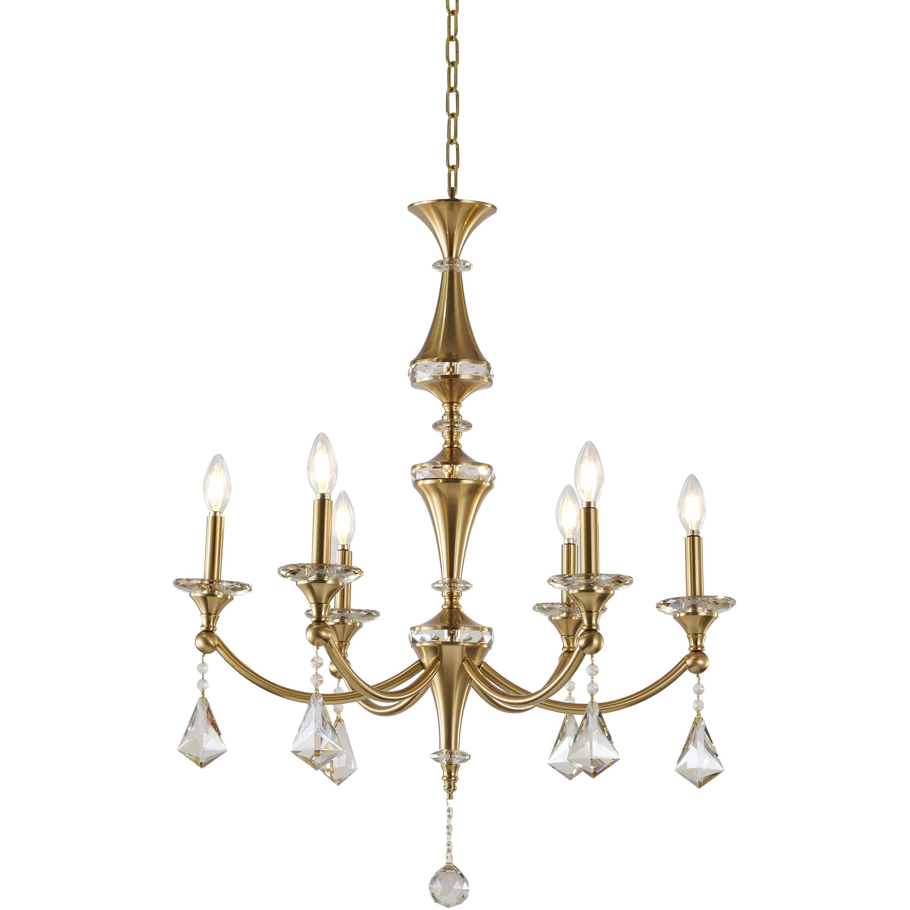 Canada 6 Light 27 inch Stain Brass Chandelier Ceiling Light in Satin Brass