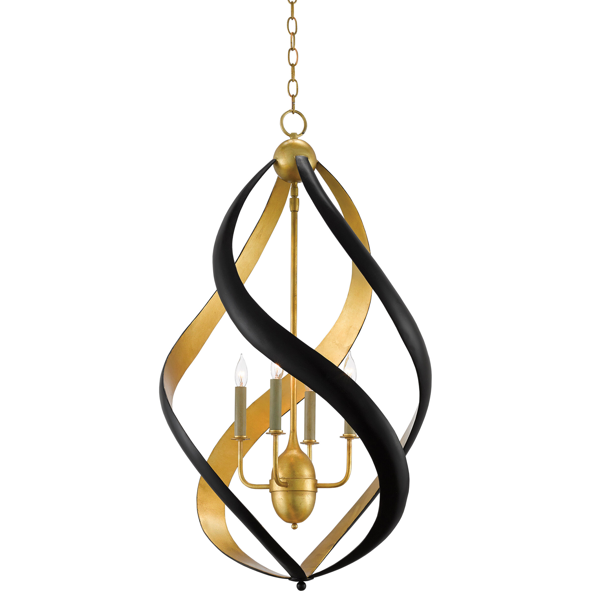 Trephine 4 Light 22.5 inch Contemporary Gold Leaf/Satin Black Chandelier Ceiling Light