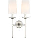 Emily 2 Light 14 inch Polished Nickel Wall Sconce Wall Light