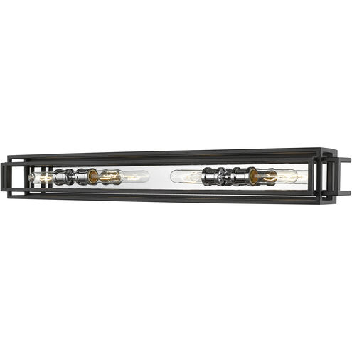 Titania 4 Light 40 inch Black and Chrome Vanity Wall Light