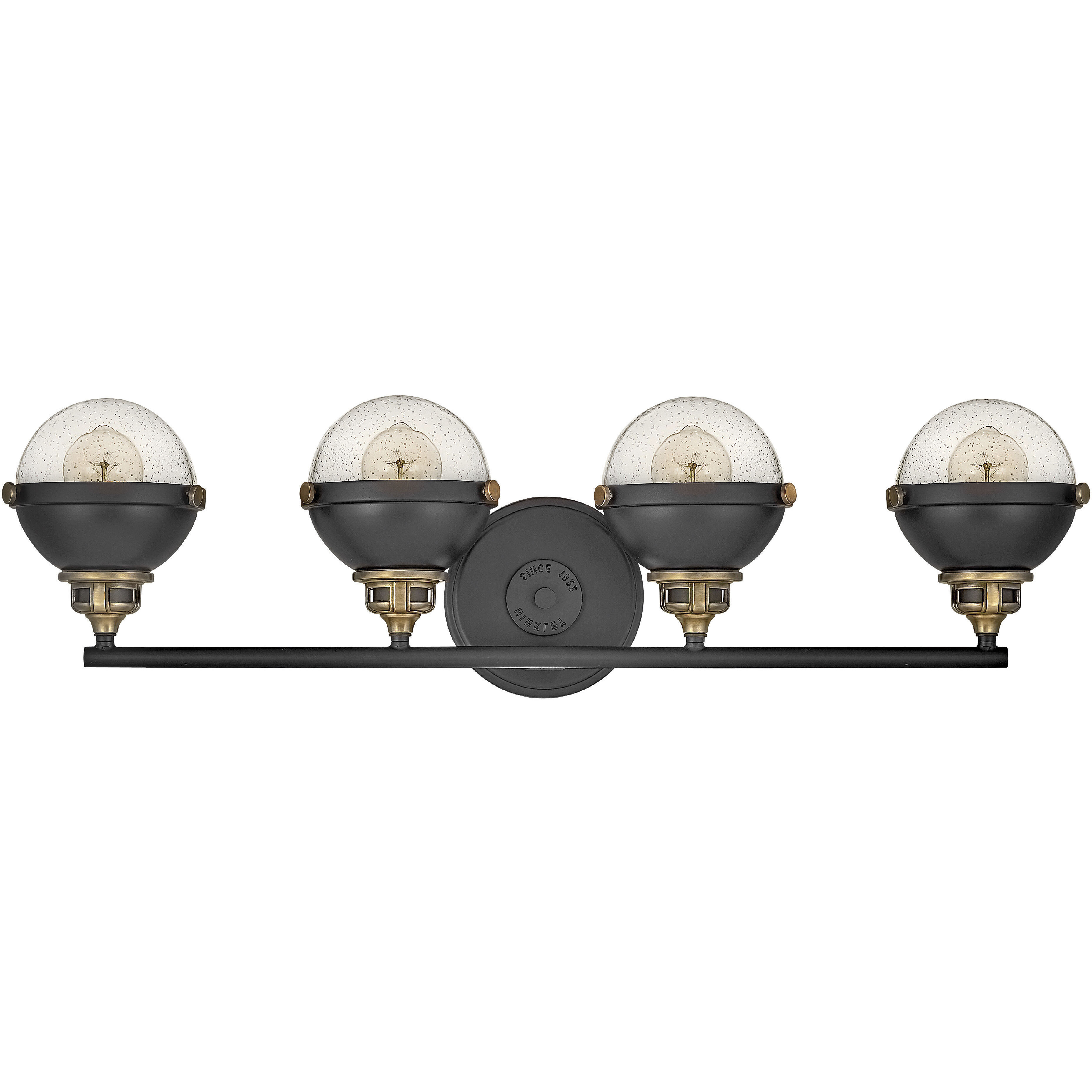 Fletcher 4 Light 32 inch Black with Heritage Brass Vanity Light Wall Light