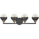 Fletcher 4 Light 32 inch Black with Heritage Brass Vanity Light Wall Light