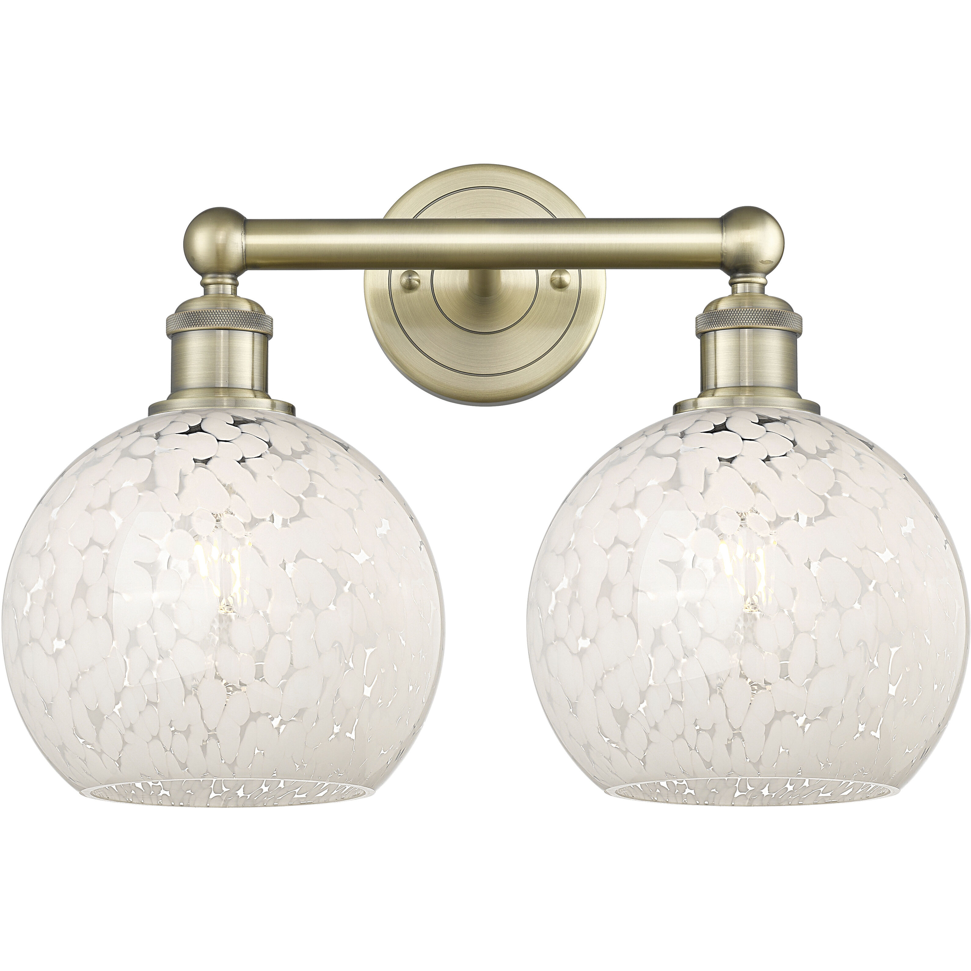 Edison White Mouchette 2 Light 17 inch Antique Brass Bath Vanity Light Wall Light