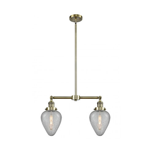 Franklin Restoration Geneseo LED 21 inch Antique Brass Chandelier Ceiling Light in Clear Crackle Glass, Franklin Restoration