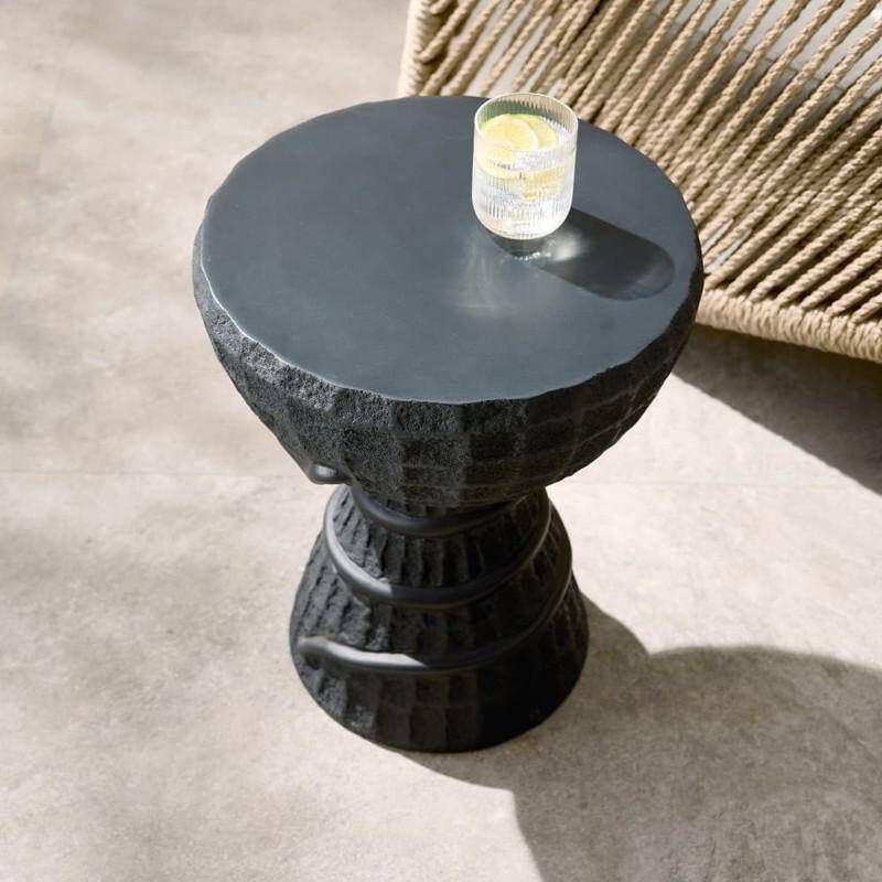 Kobra 15 inch Black Volcanic Ash Outdoor Accent Table