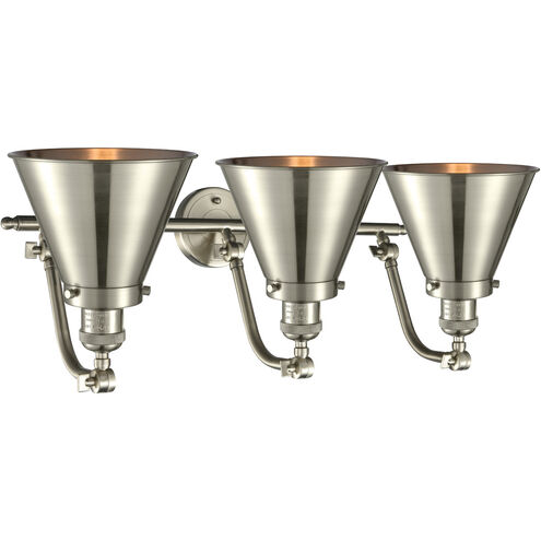 Franklin Restoration Appalachian 3 Light 28 inch Brushed Satin Nickel Bath Vanity Light Wall Light, Franklin Restoration