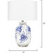 Ruth 22 inch 60 watt White and Blue Patterned Ceramic Table Lamp Portable Light