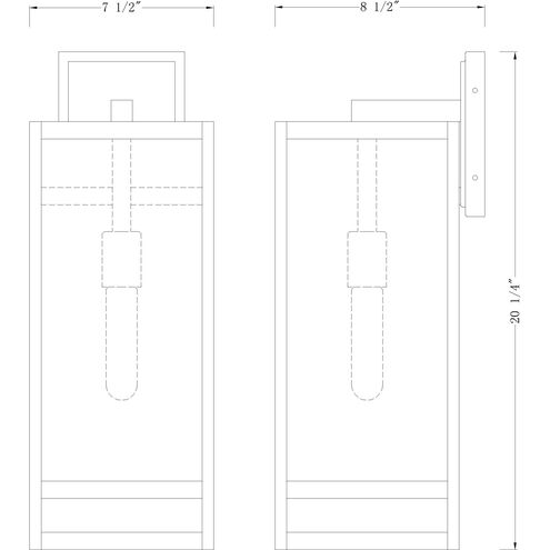 Nuri 1 Light 21.25 inch Black Outdoor Wall Light