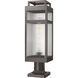 Ridgeway 1 Light 21.38 inch Bronze Outdoor Post Lantern in Striped Clear Glass