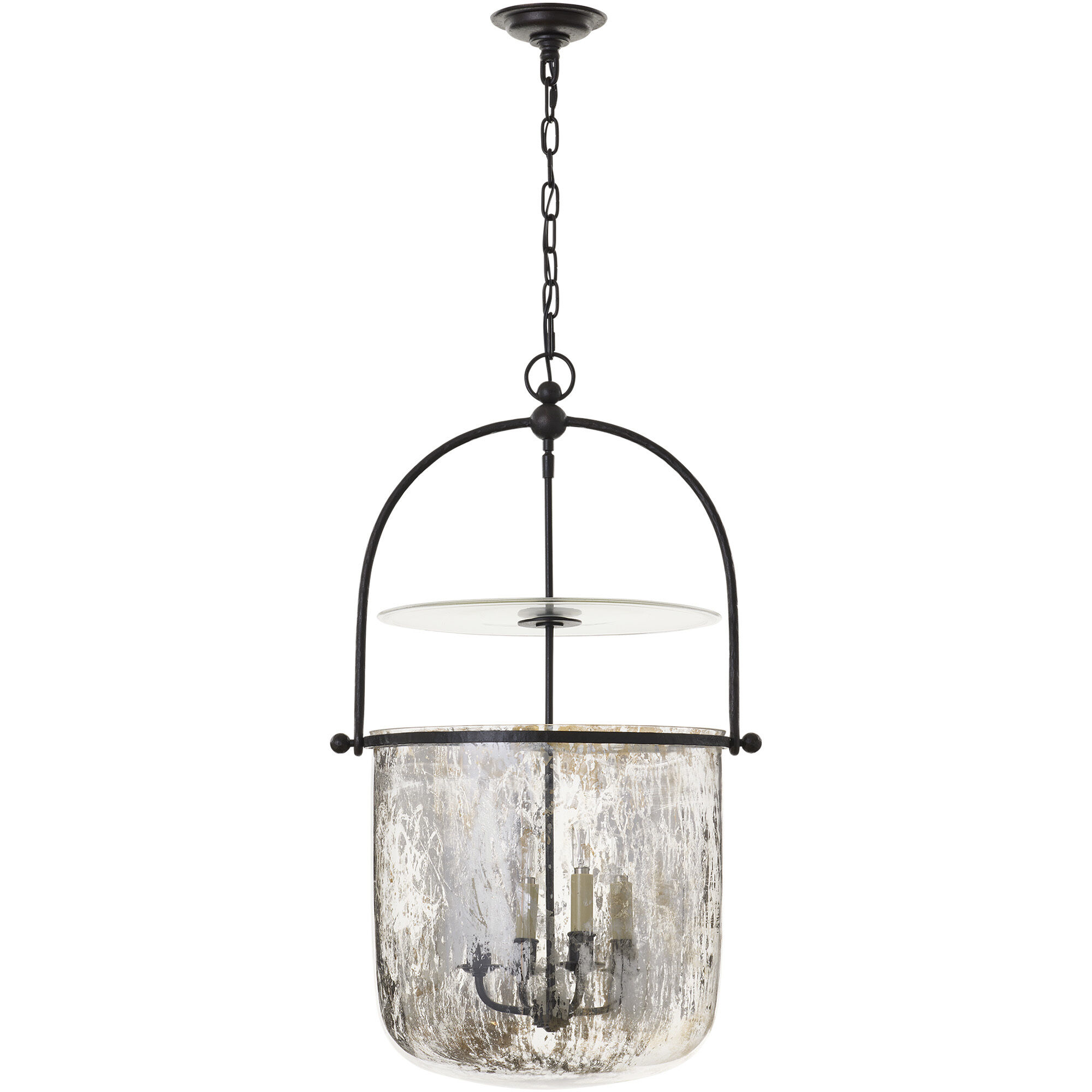 Chapman & Myers Lorford 4 Light 20 inch Aged Iron Bell Lantern Pendant Ceiling Light in Mercury Glass