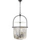 Chapman & Myers Lorford 4 Light 20 inch Aged Iron Bell Lantern Pendant Ceiling Light in Mercury Glass