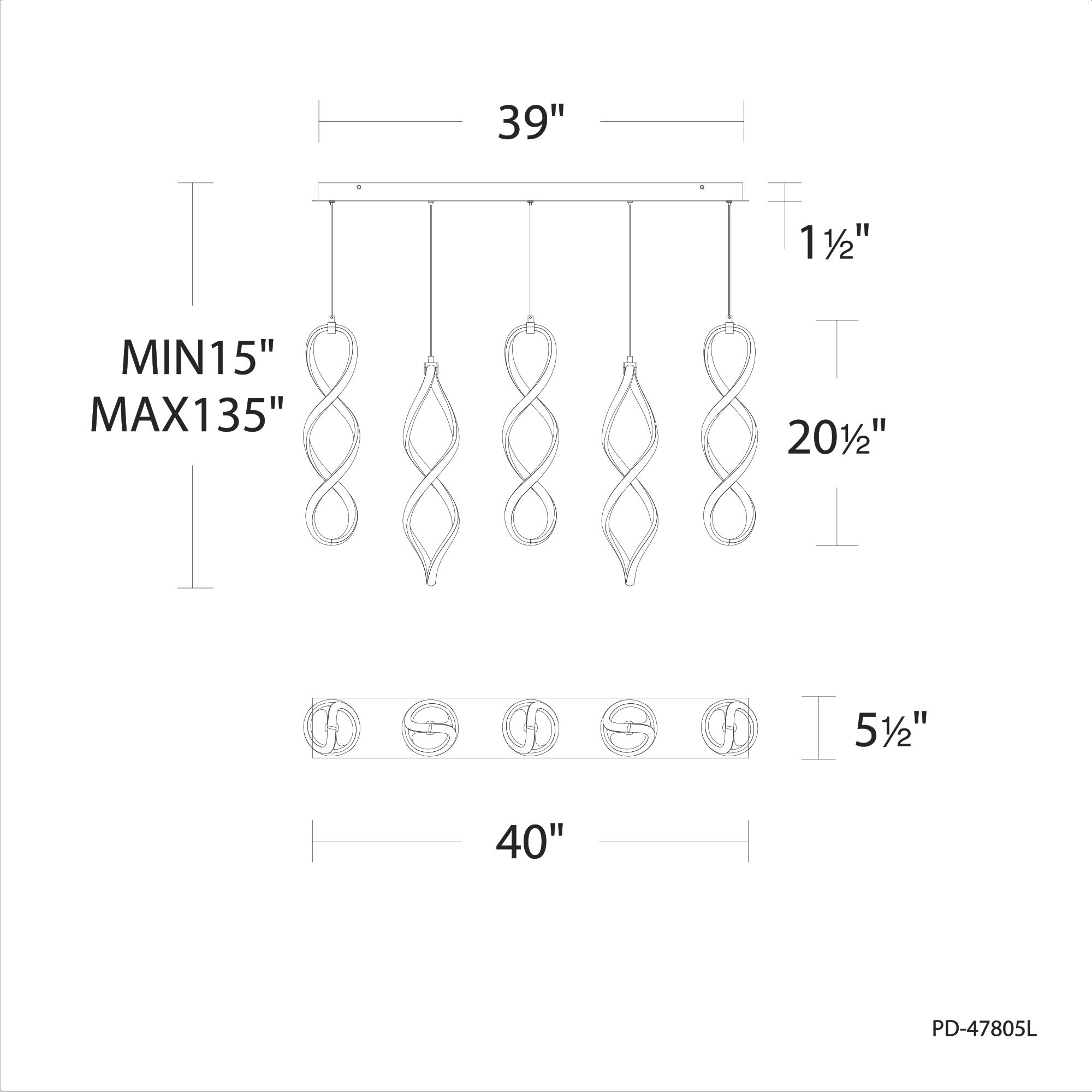 Interlace LED 16 inch Chrome Multi-Light Pendant Ceiling Light, dweLED