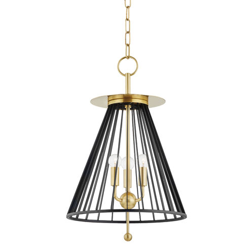 Cagney 3 Light 14 inch Aged Brass / Black Pendant Ceiling Light