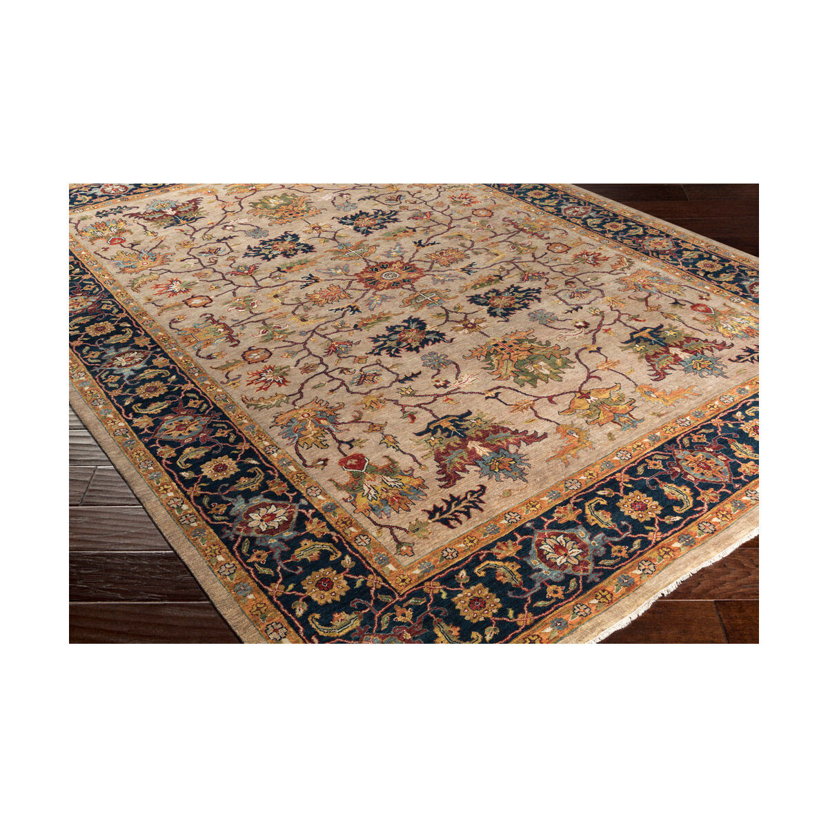 Bursa 36 X 24 inch Brown and Neutral Area Rug, Wool