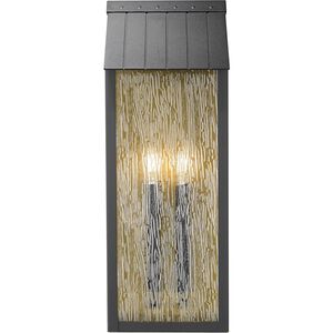 Point 2 Light 21.5 inch Black and Brass Outdoor Wall Sconce
