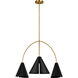 Kelly by Kelly Wearstler Cambre 3 Light 32.38 inch Midnight Black and Burnished Brass Chandelier Ceiling Light in Midnight Black / Burnished Brass