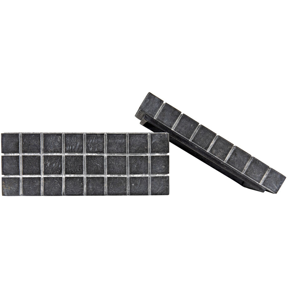 Berlin 9 X 4.5 inch Black Marble Box, Set of 2