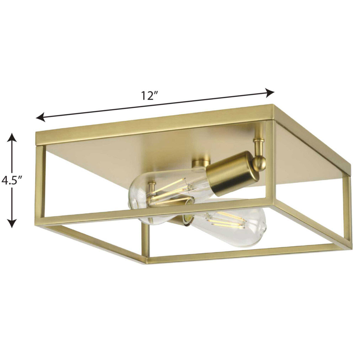 Perimeter 2 Light 12 inch Satin Brass Flush Mount Ceiling Light