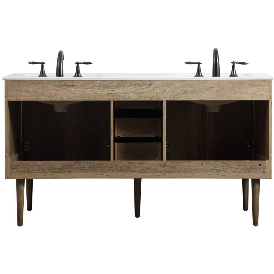 Cyrus 60 X 22 X 34 inch Natural Oak Vanity Sink Set