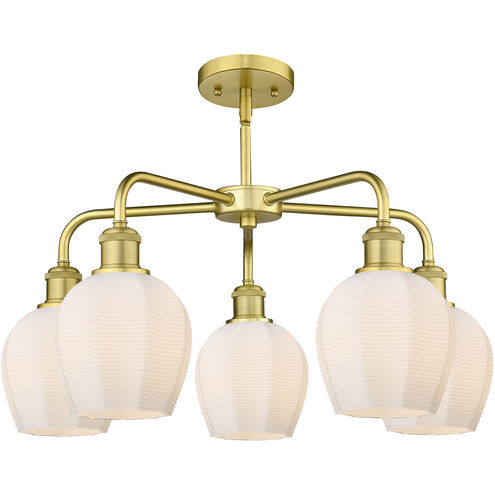 Norfolk 5 Light 23.75 inch Satin Gold Chandelier Ceiling Light in Matte White