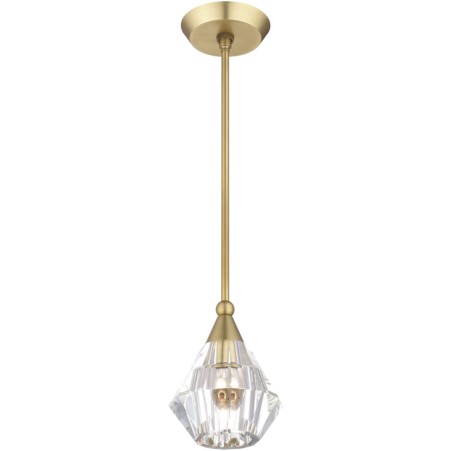 Brussels 1 Light 7 inch Natural Brass Pendant Ceiling Light, Crystal, Single