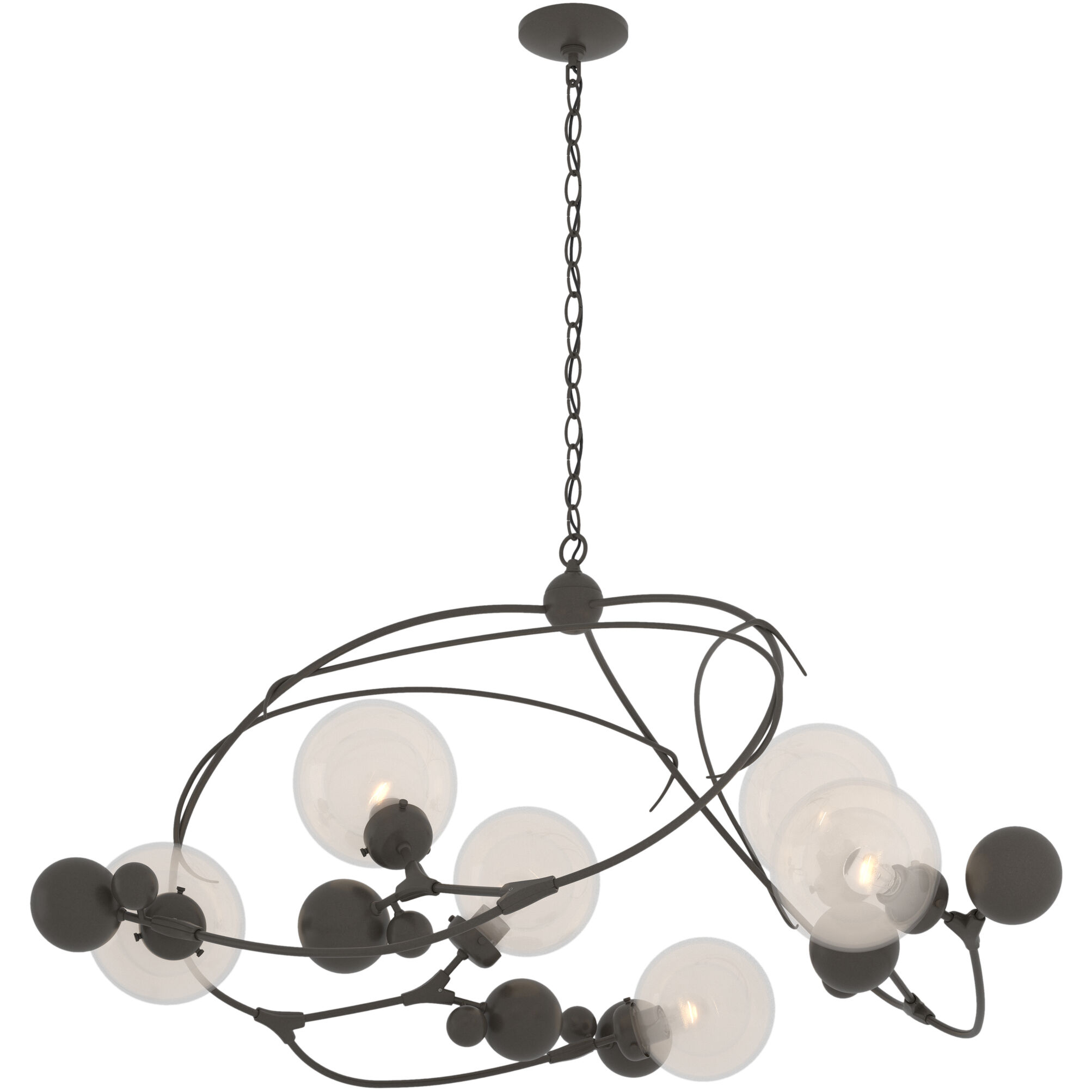 Sprig 6 Light 49.1 inch Dark Smoke Pendant Ceiling Light in Opaline, Circular