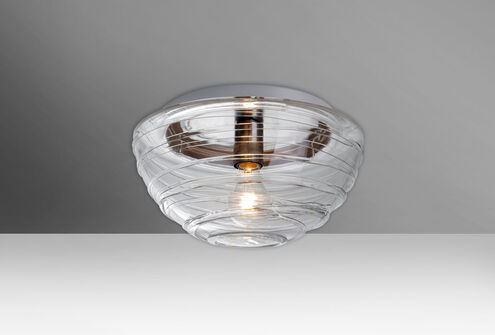 Wave 12 1 Light 12 inch Flush Mount Ceiling Light in Incandescent, Smoke Glass