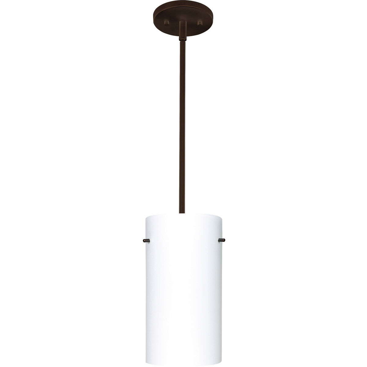 Tondo 12 LED Bronze Stem Pendant Ceiling Light in Opal Matte Glass