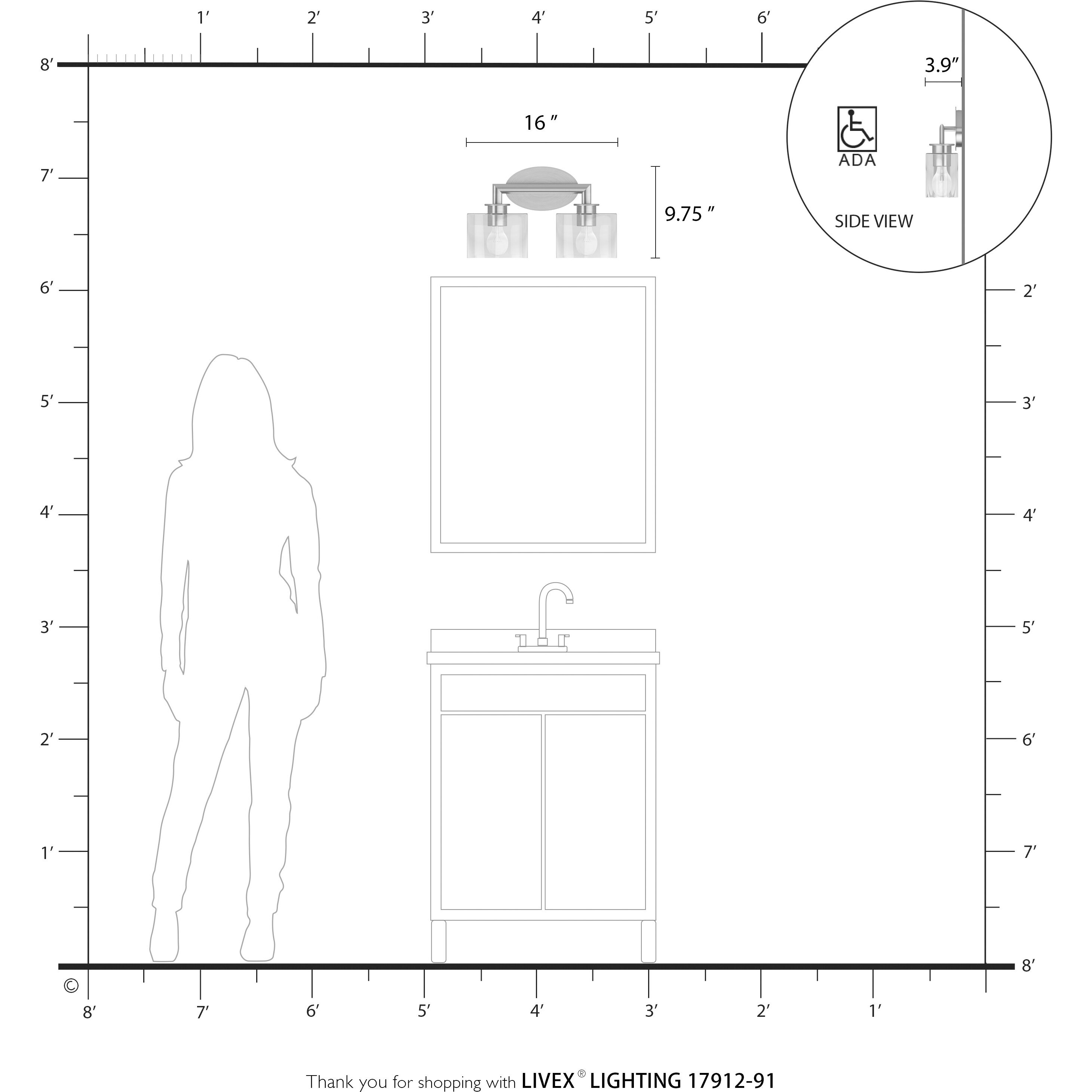 Bernardino 2 Light 16 inch Brushed Nickel Vanity Wall Sconce Wall Light